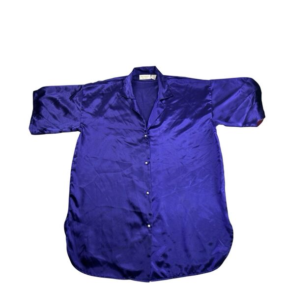 Victoria's Secret Other - Vtg Victoria's Secret Gold Label Satin Sleep Shirt Purple Nightgown Sz M/L Top